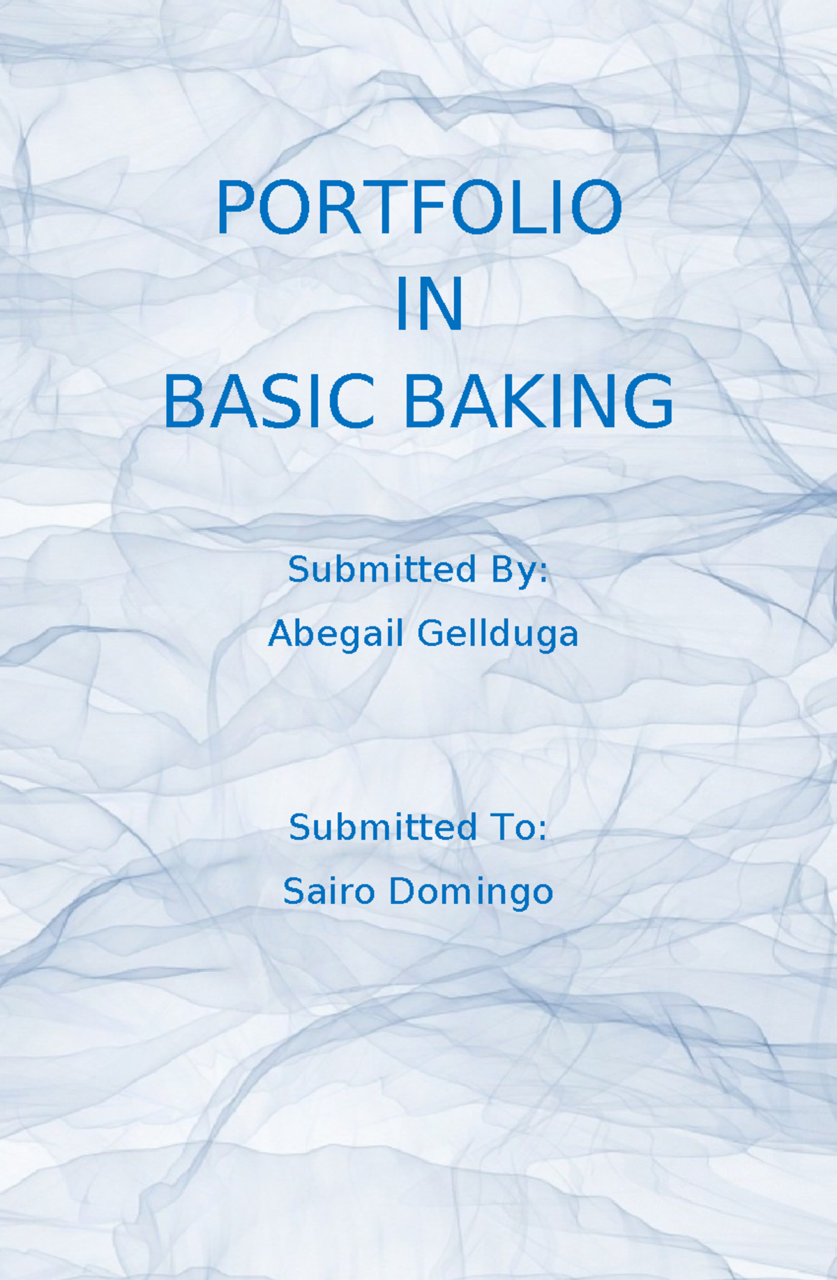 Cover page - BS Management Accounting - PORTFOLIO IN BASIC BAKING ...