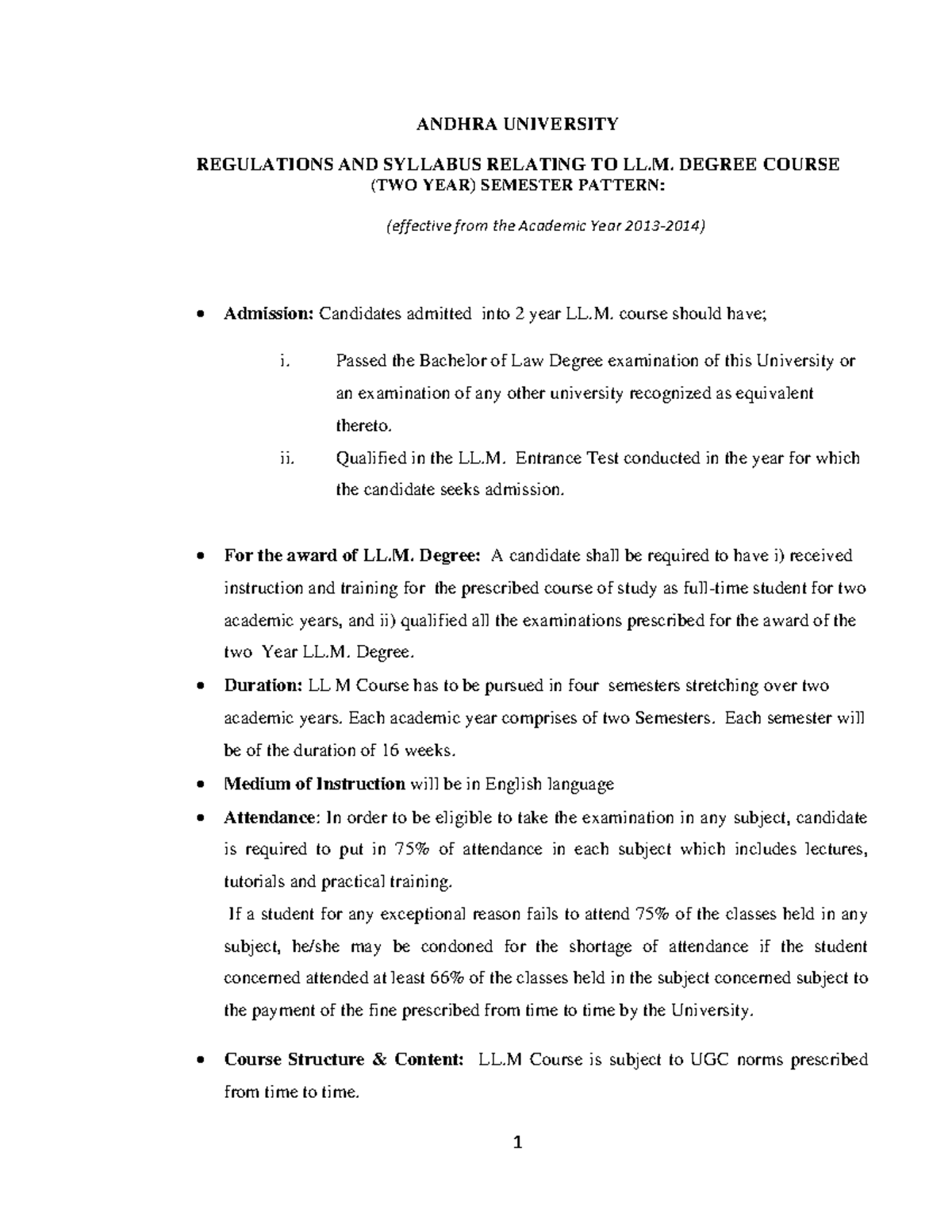 LLM-Syllabus-02012 014 for all courses - ANDHRA UNIVERSITY REGULATIONS ...
