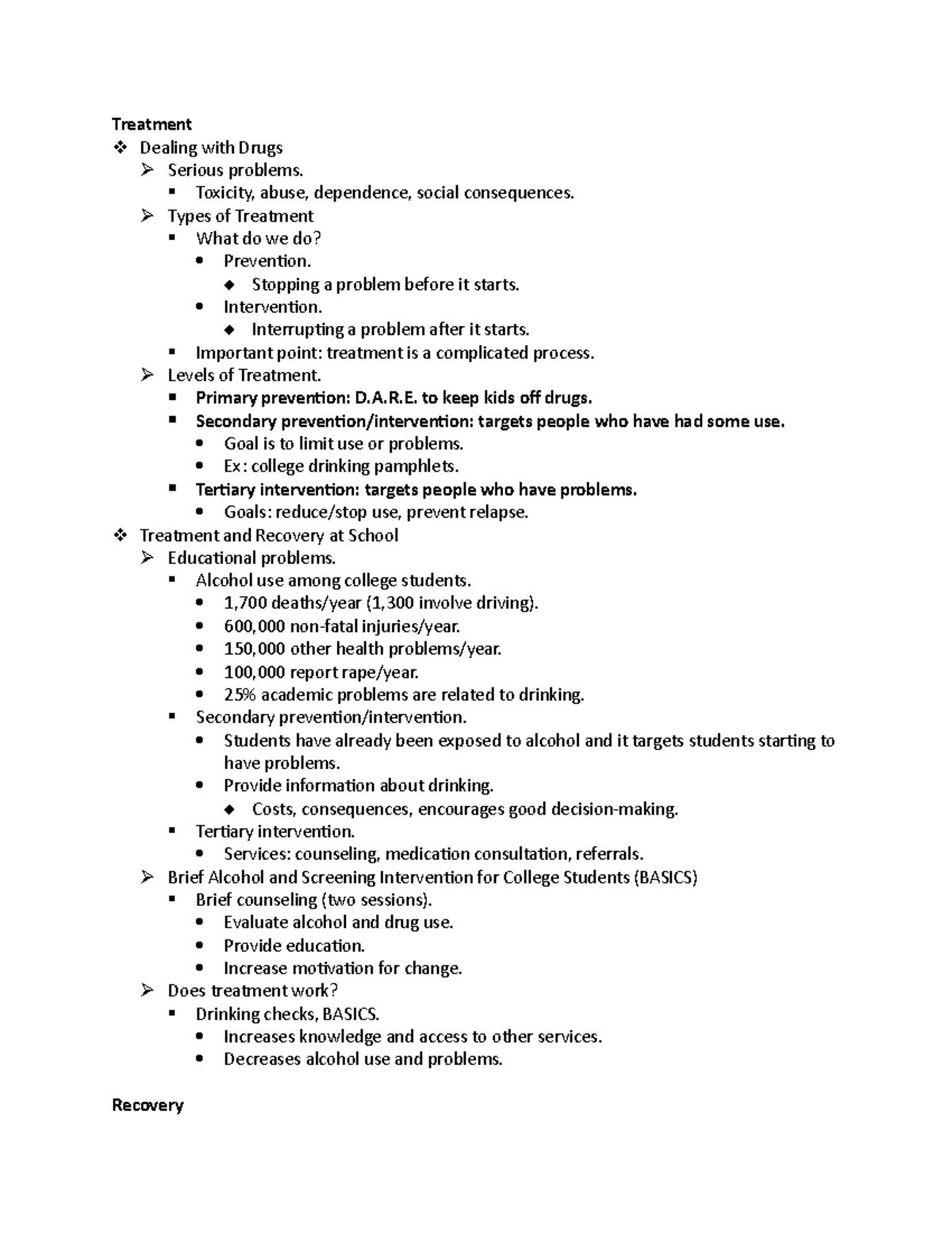 Exam 3 Notes - Keith Donahue - Treatment Dealing with Drugs Serious ...