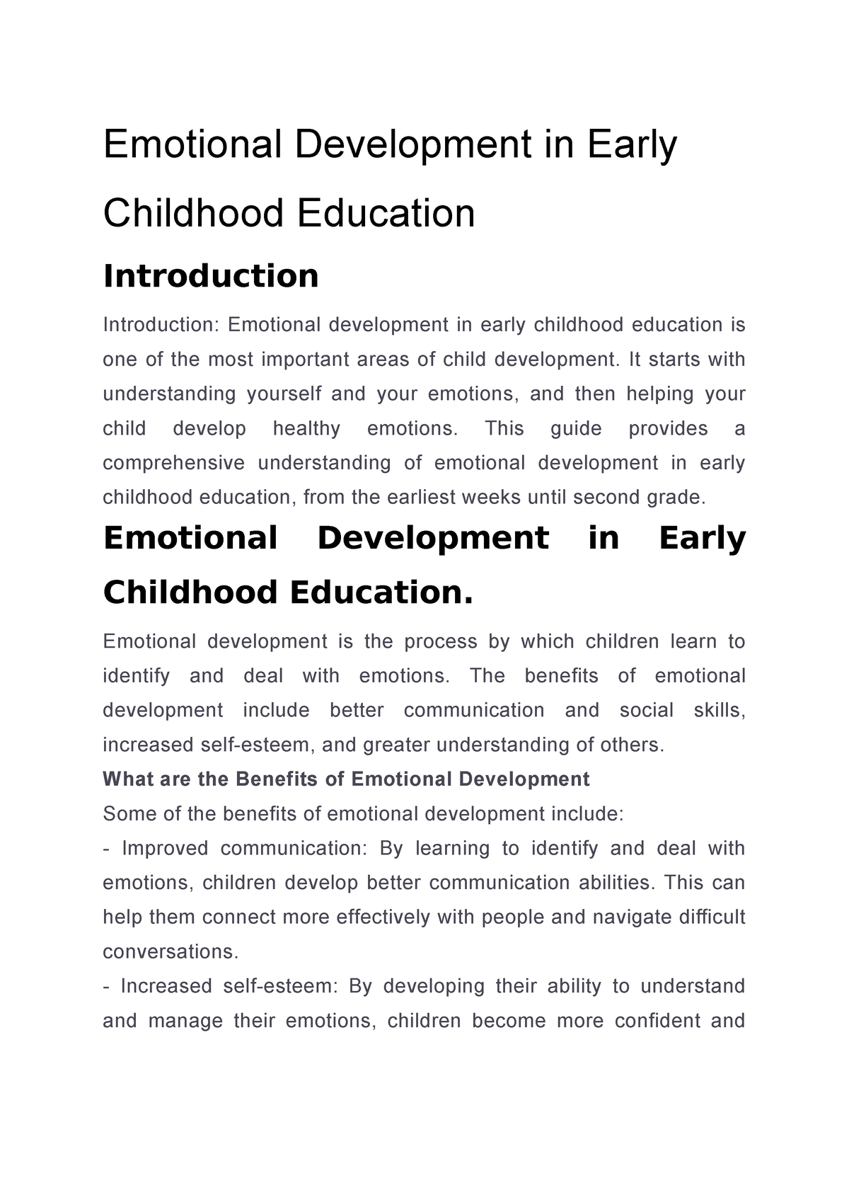 emotional development assignment