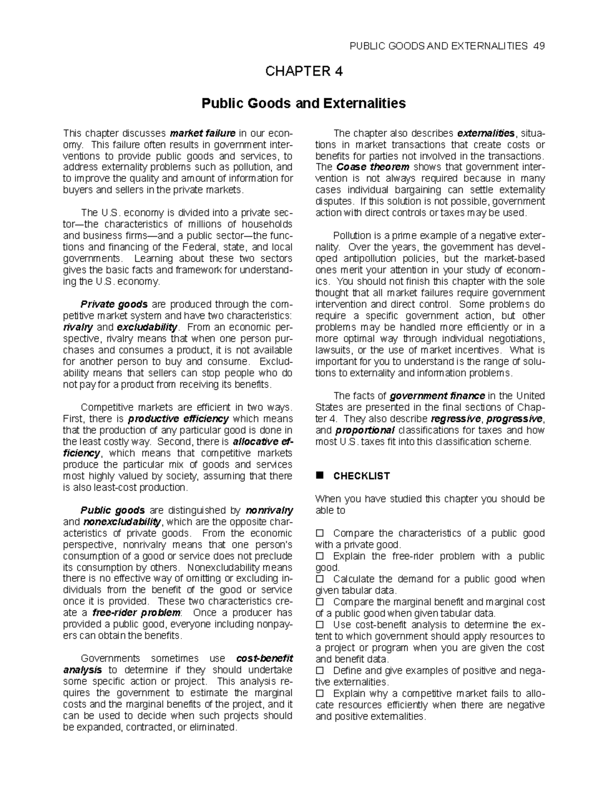Briefmac chap04 - Objectives - CHAPTER 4 Public Goods and Externalities ...