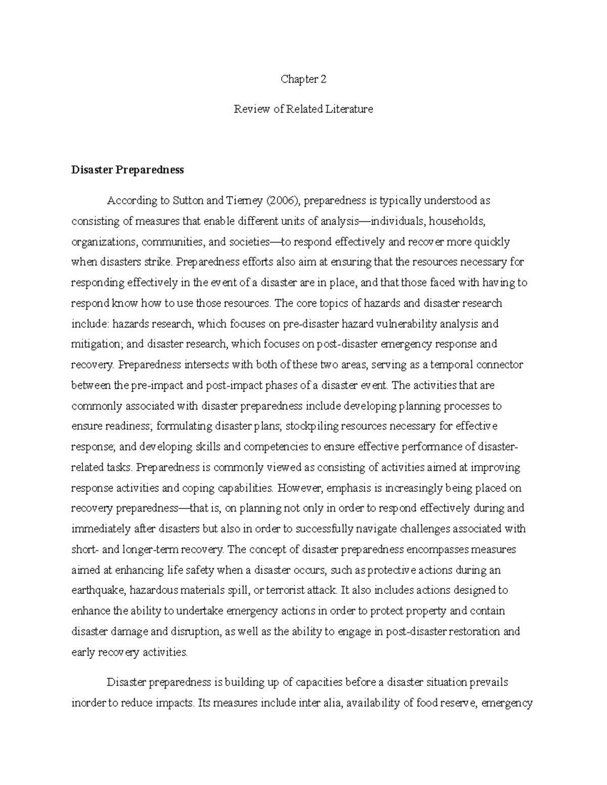 Chapter 22313ss - Chapter 2 Review of Related Literature Disaster ...