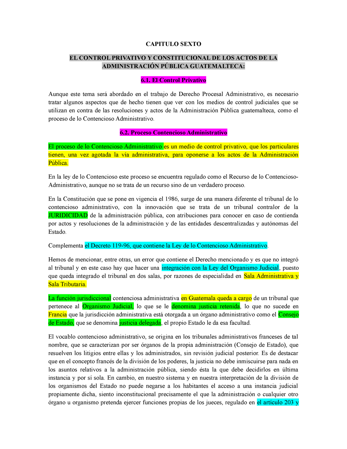 Capitulo Sexto Apuntes Capitulo Sexto El Control Privativo Y Constitucional De Los Actos De