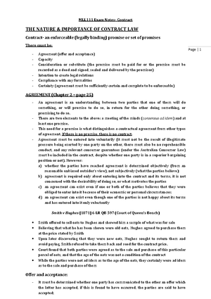 Contract law exam notes - ! "! !"#$%&!$'(&)' ' - Studocu