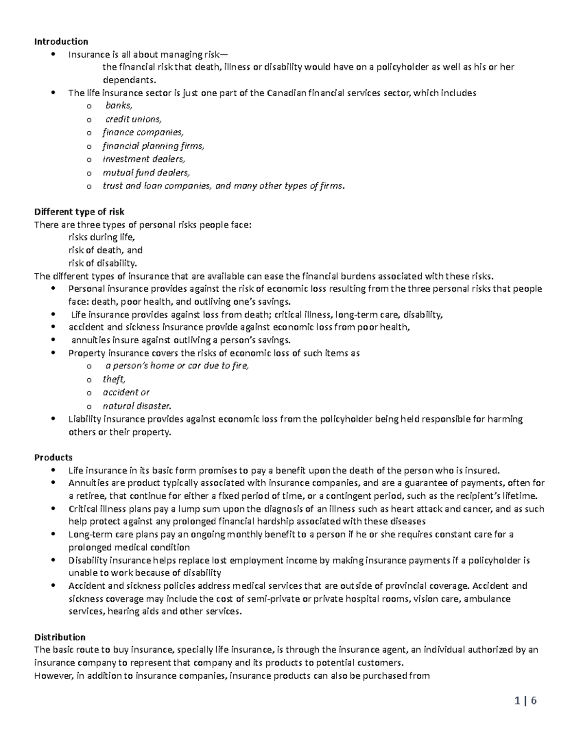 Introduction Copy Notes for Insurance Planning Introduction