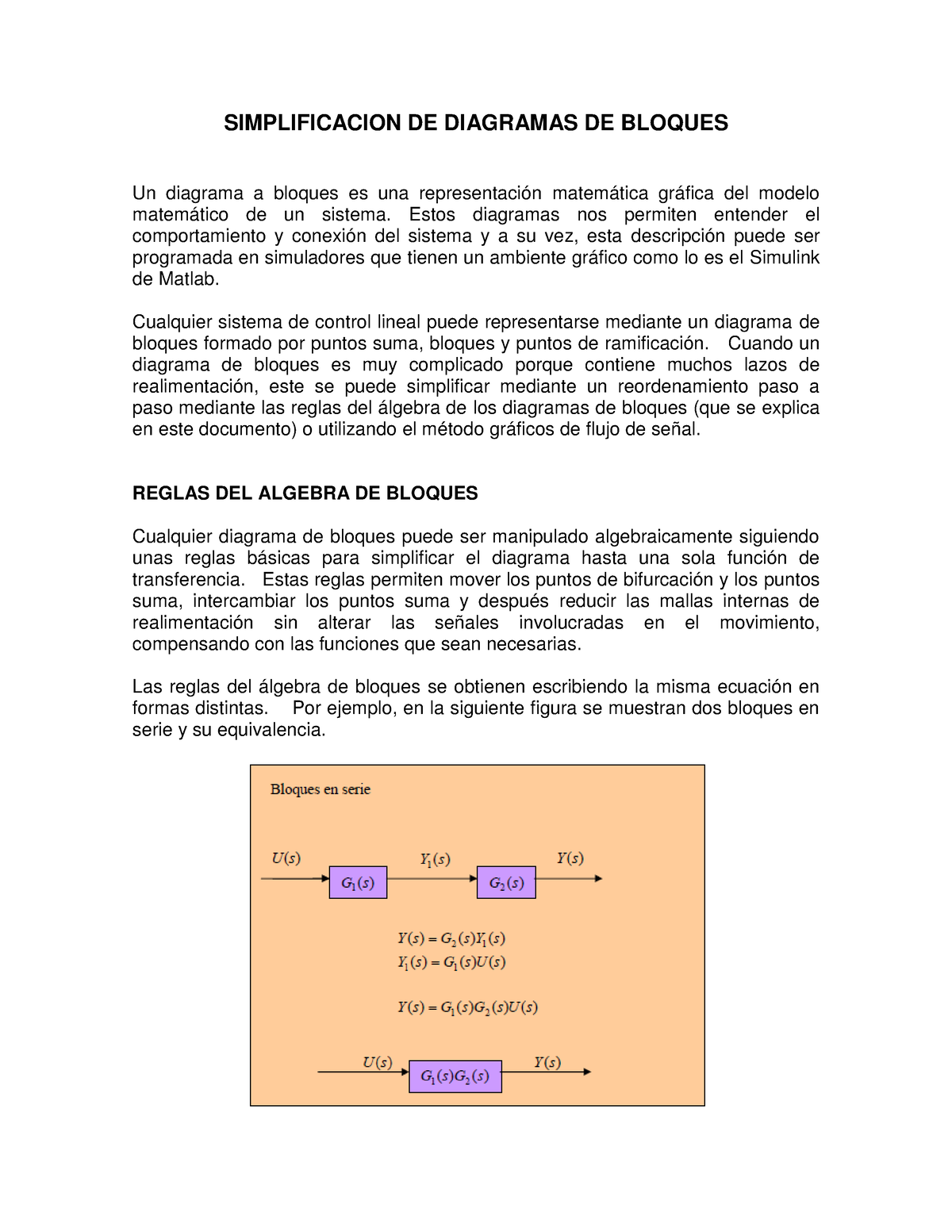 Simplificacion DE Diagramas DE Bloques - SIMPLIFICACION DE DIAGRAMAS DE  BLOQUES Un diagrama a - Studocu