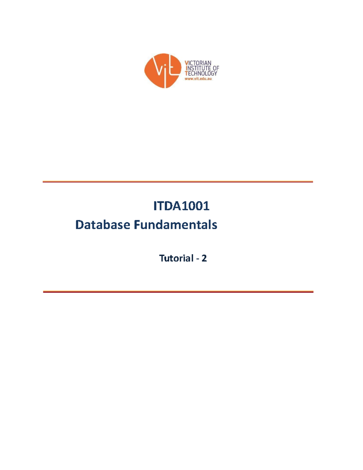 Activity 2 - Assignment - ITDA Database Fundamentals Tutorial - 2 ...