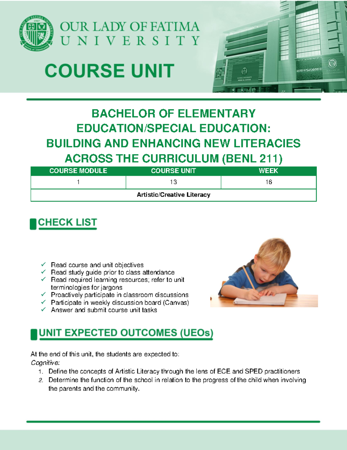 BENL CU 13-1 - Notes - BACHELOR OF ELEMENTARY EDUCATION/SPECIAL ...