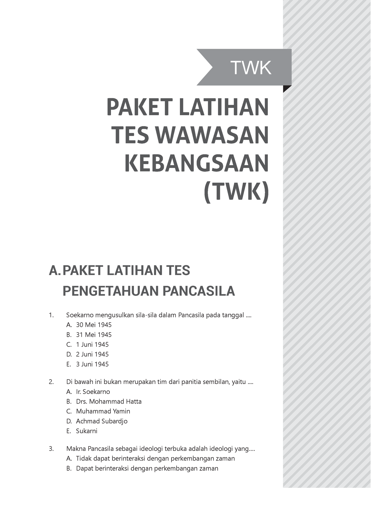 Paket TWK Pancasila DAN Jawaban - PAKET LATIHAN TES WAWASAN KEBANGSAAN ...