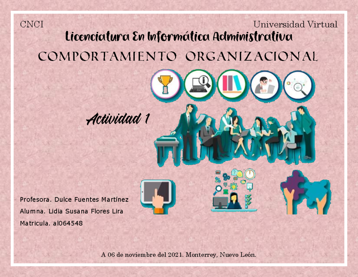 Comportamiento Organizacional Actividad 1 - CNCI Universidad Virtual ...