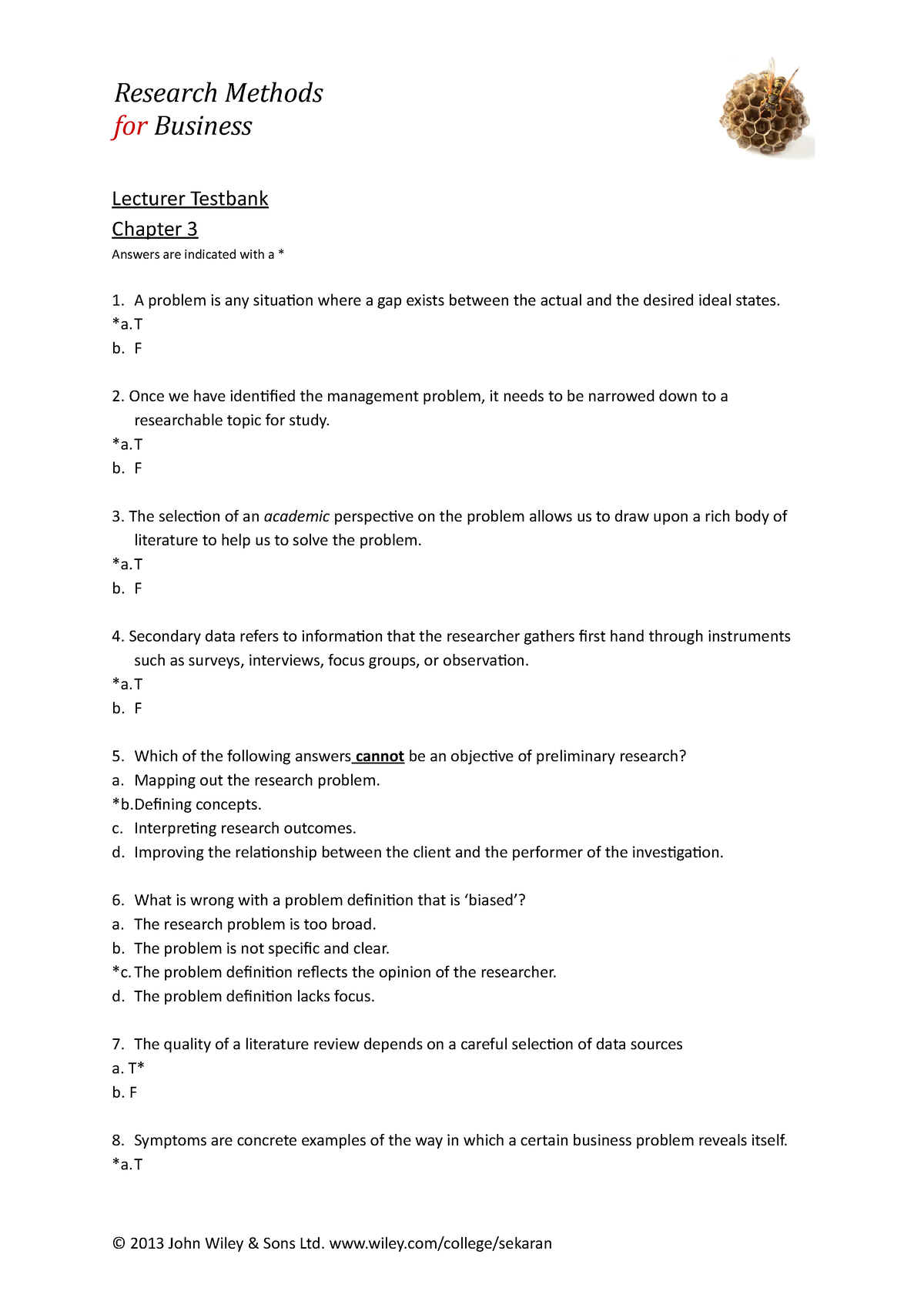 Chapter 3 - Material - Lecturer Testbank Chapter 3 Answers Are ...