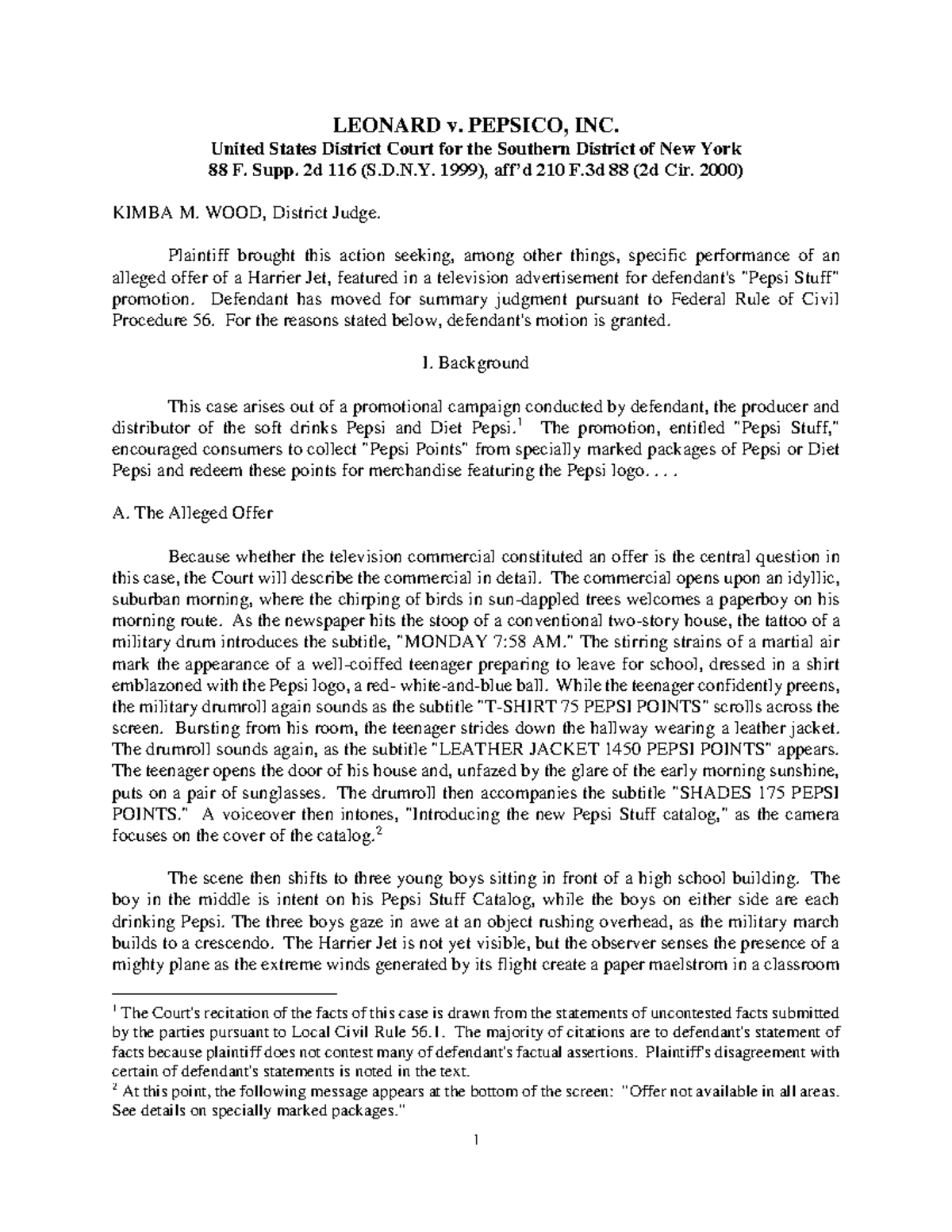 Leonard v Pepsico case LEONARD v. PEPSICO, INC. United States