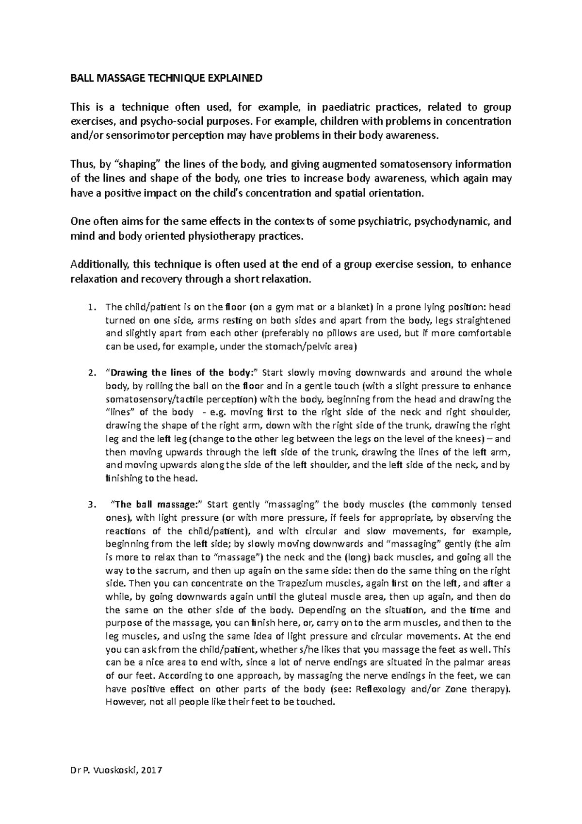 BALL Massage Relaxation Explained BALL MASSAGE TECHNIQUE EXPLAINED