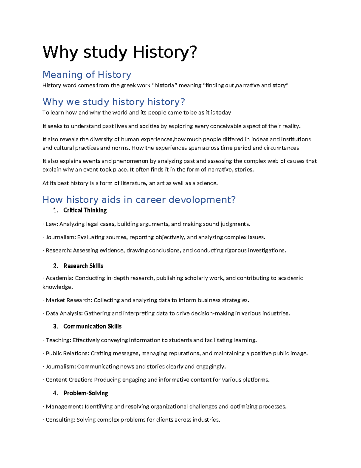 Why study history - This has all the essential notes and summaries ...