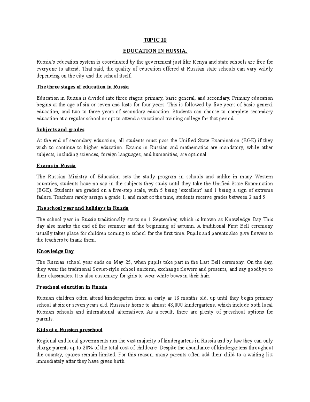Group 9 Topic 10 Russia - lecture notes on comparative education ...