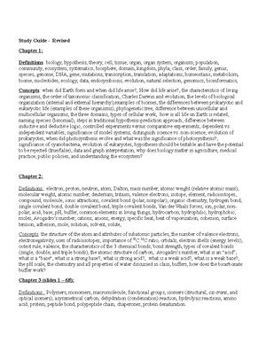 BIO 213 EXAM 1 Study Guide from Spring 2020 Semester (CH1) - Biology ...