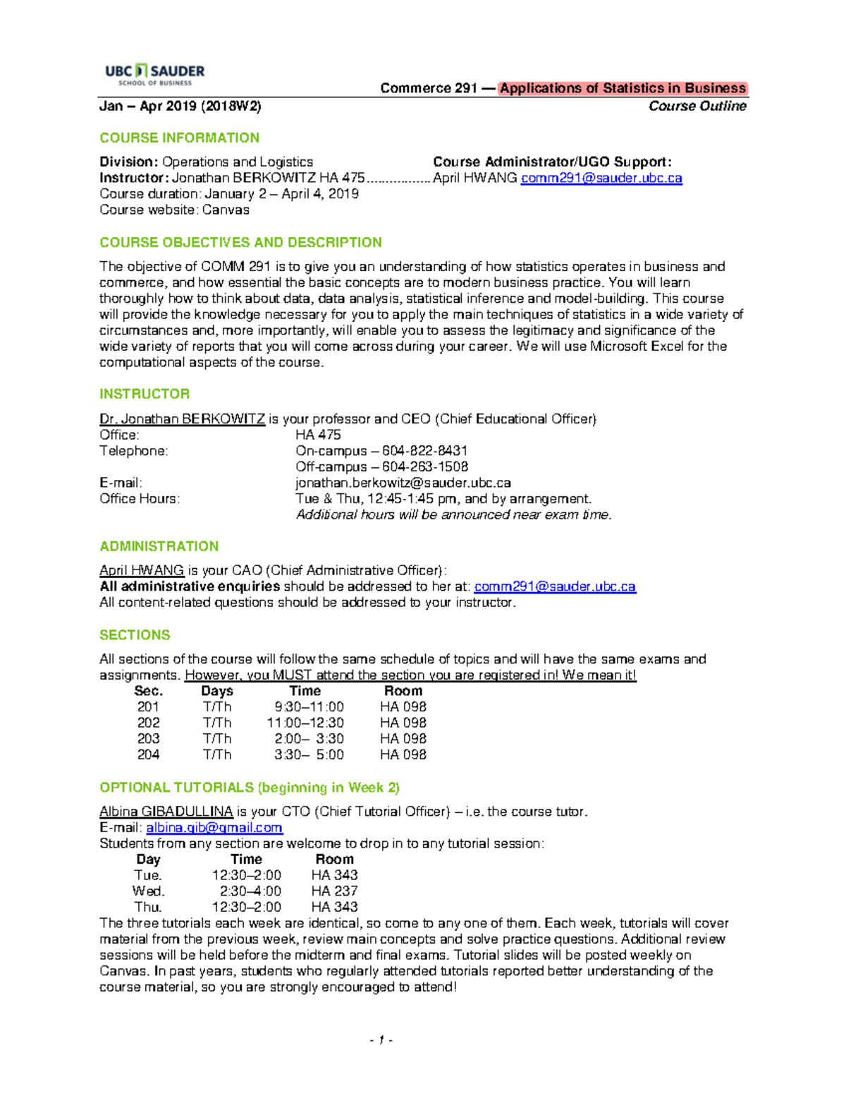 Comm 291 syllabus - Warning: Popup annotation has a missing or invalid ...