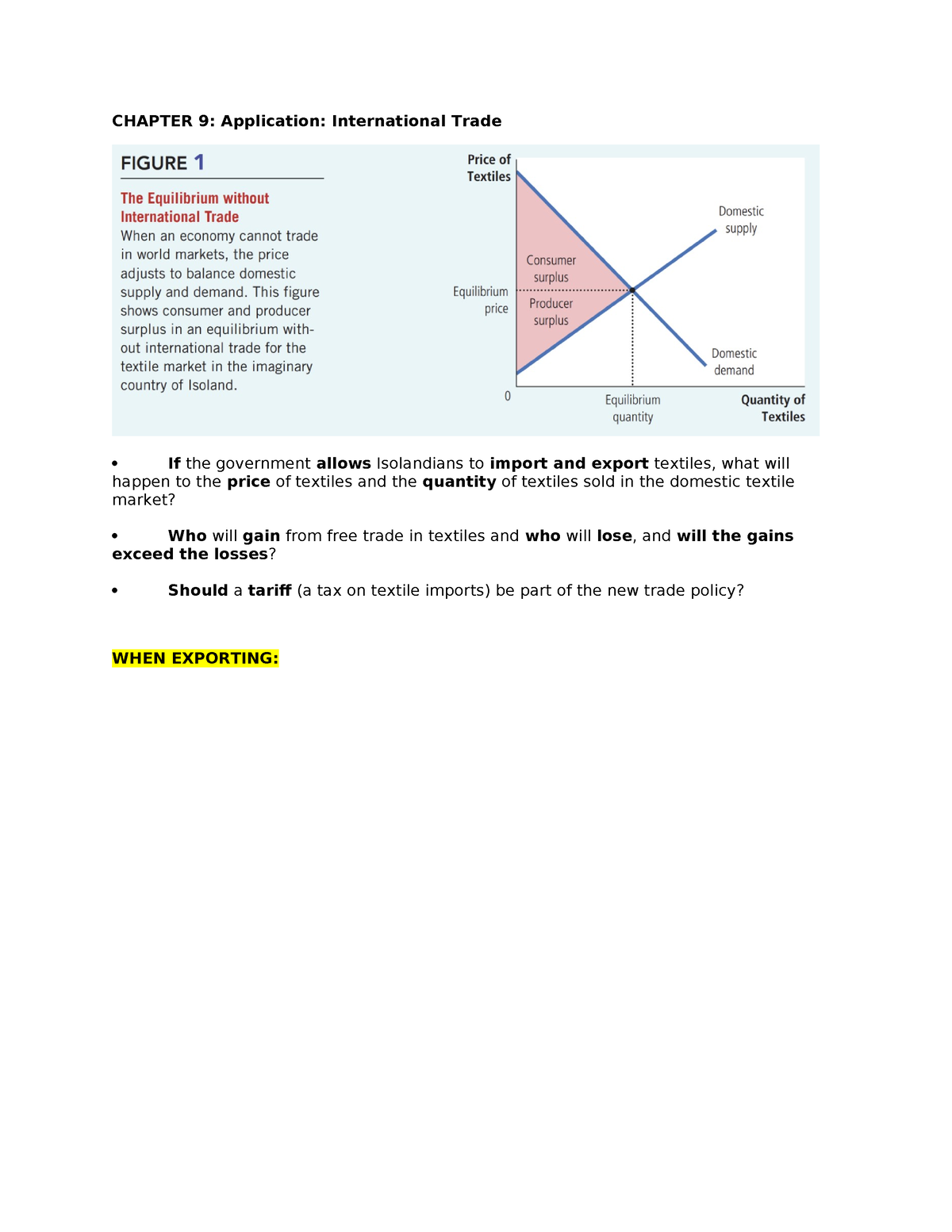 Chapter 9 - Principle - CHAPTER 9: Application: International Trade If ...