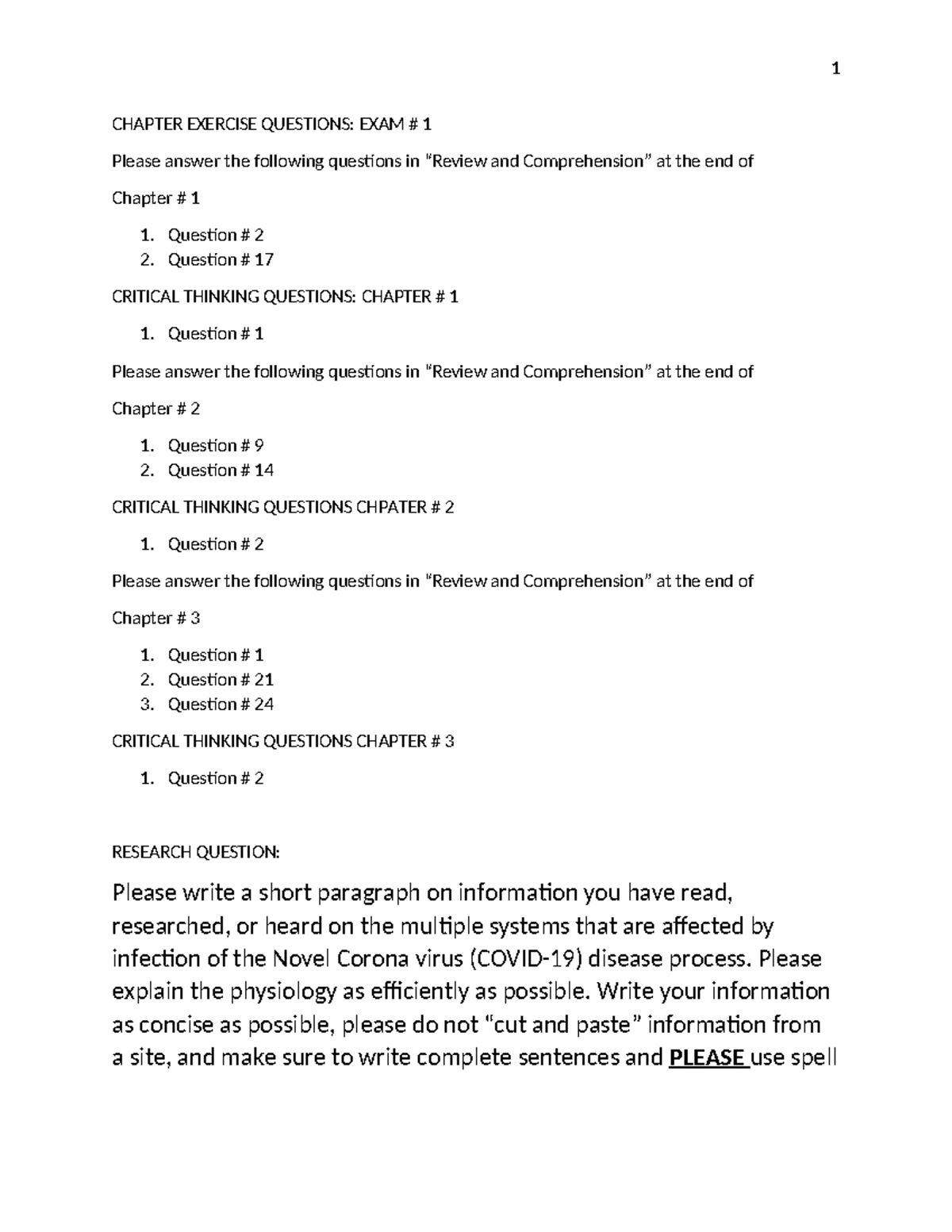 Remembering AND Understanding AND Research Question FOR EXAM # 1 Summer ...