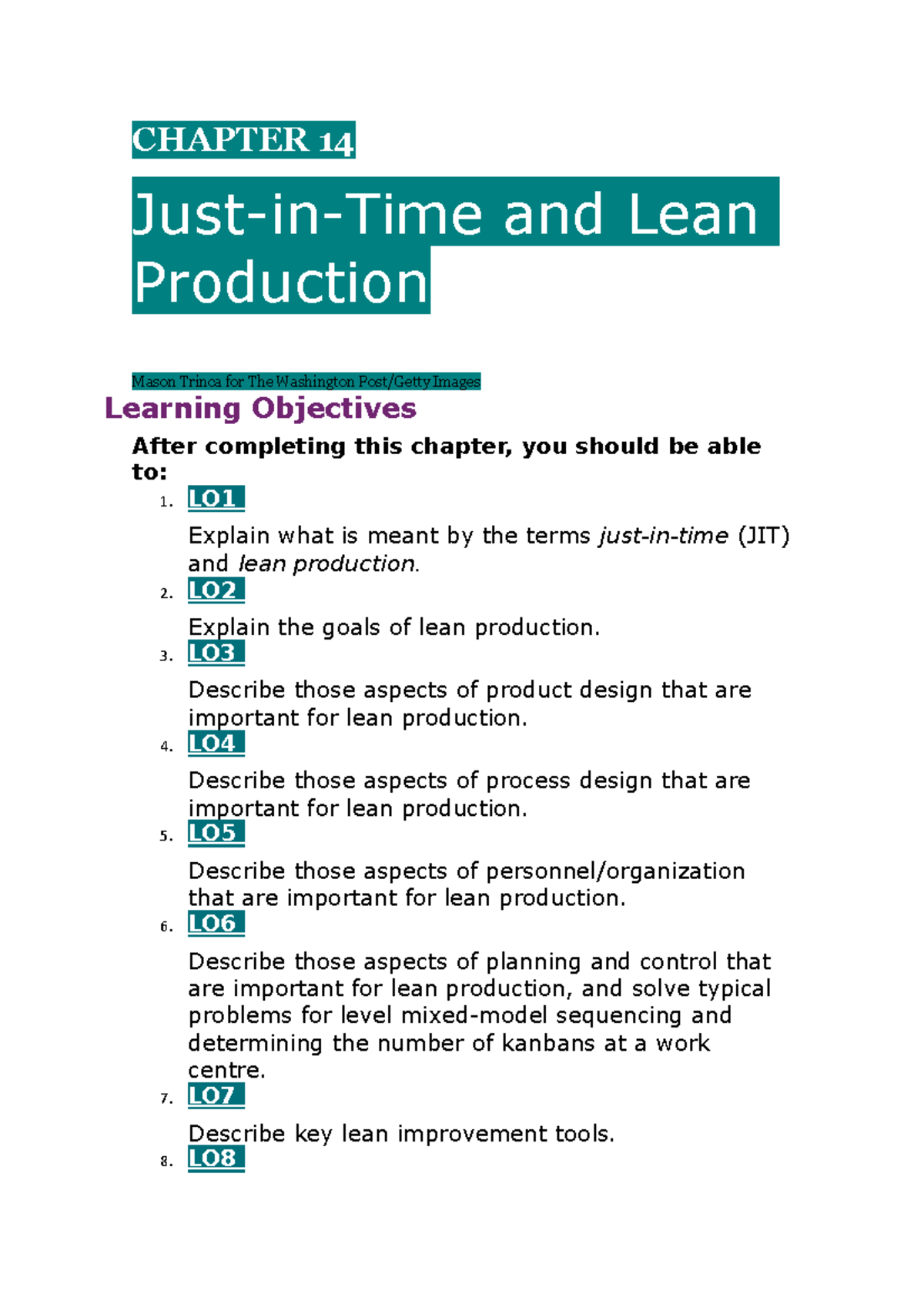 Chapter 14, 5 , 15 - Book Of OP - Lean Topic - Operations Management ...