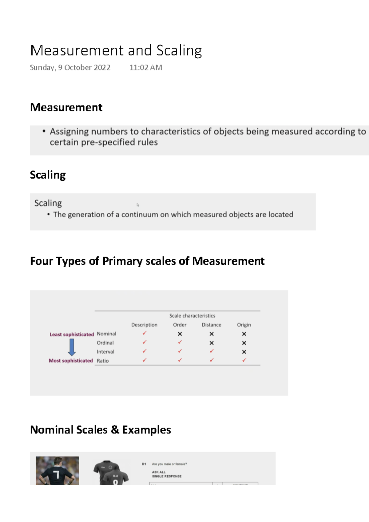 Measurement and Scaling Measurement Scaling Four Types of Primary