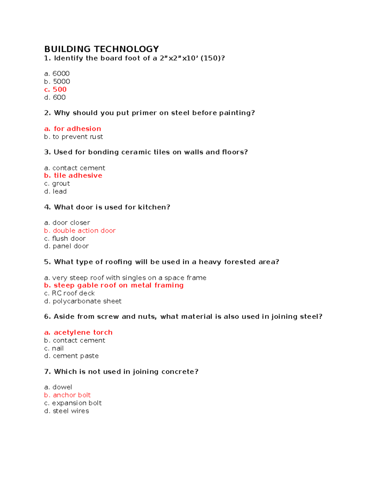 Building technology june 2010 past board exam - BUILDING TECHNOLOGY 1 ...