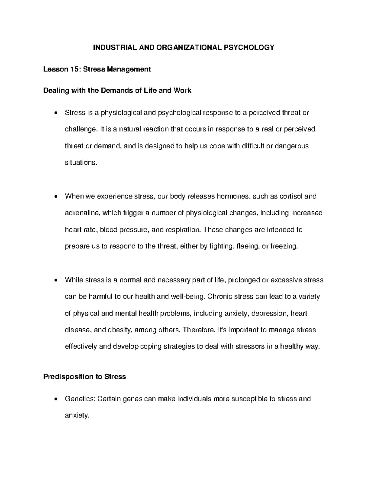 Industrial AND Organizational Psychology Chapter 15 - INDUSTRIAL AND ...