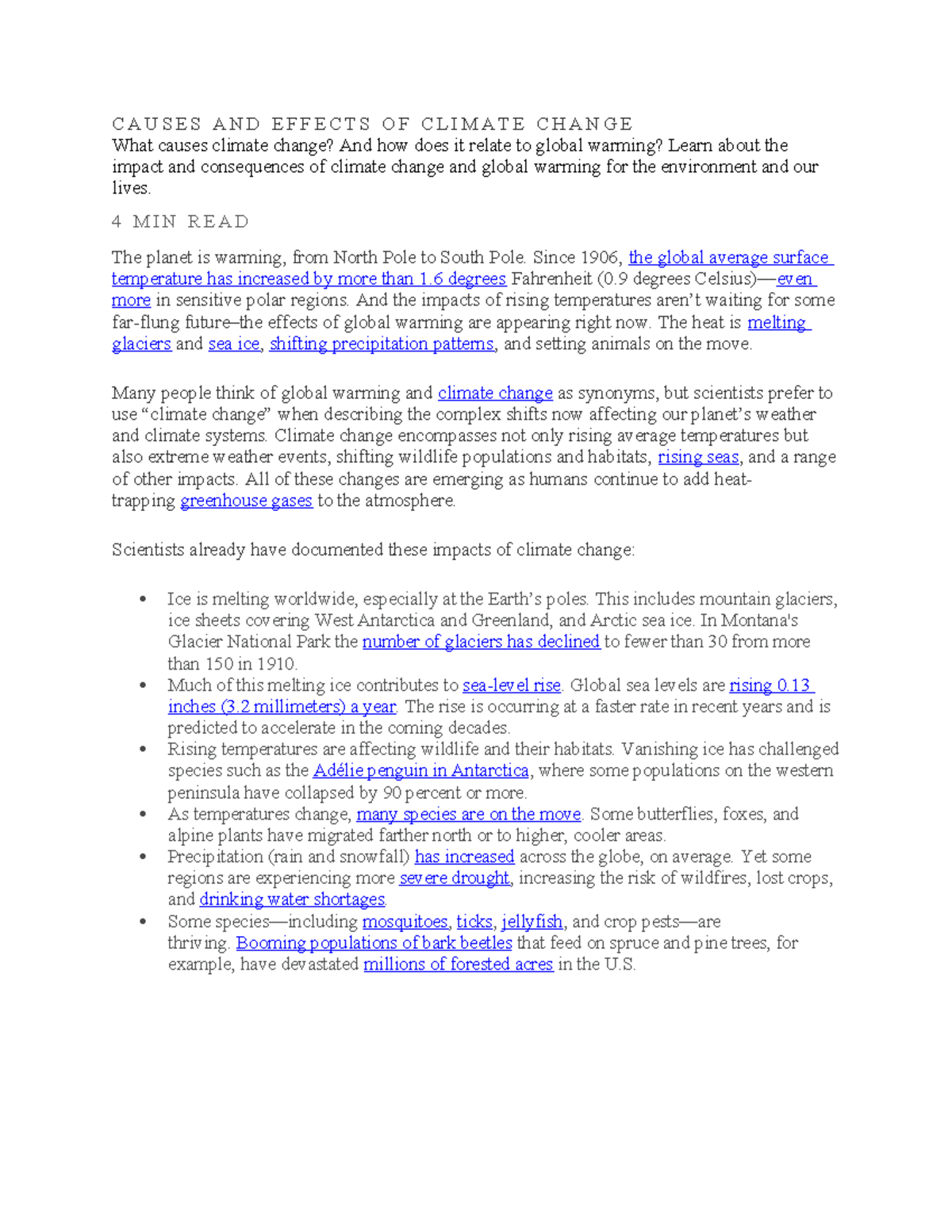 Causes AND Effects OF Climate Change - C A U S E S A N D E F F E C T S ...