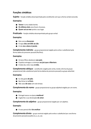 FUNÇÕES SINTÁTICA - Língua Portuguesa - olhaadicaminhajoia