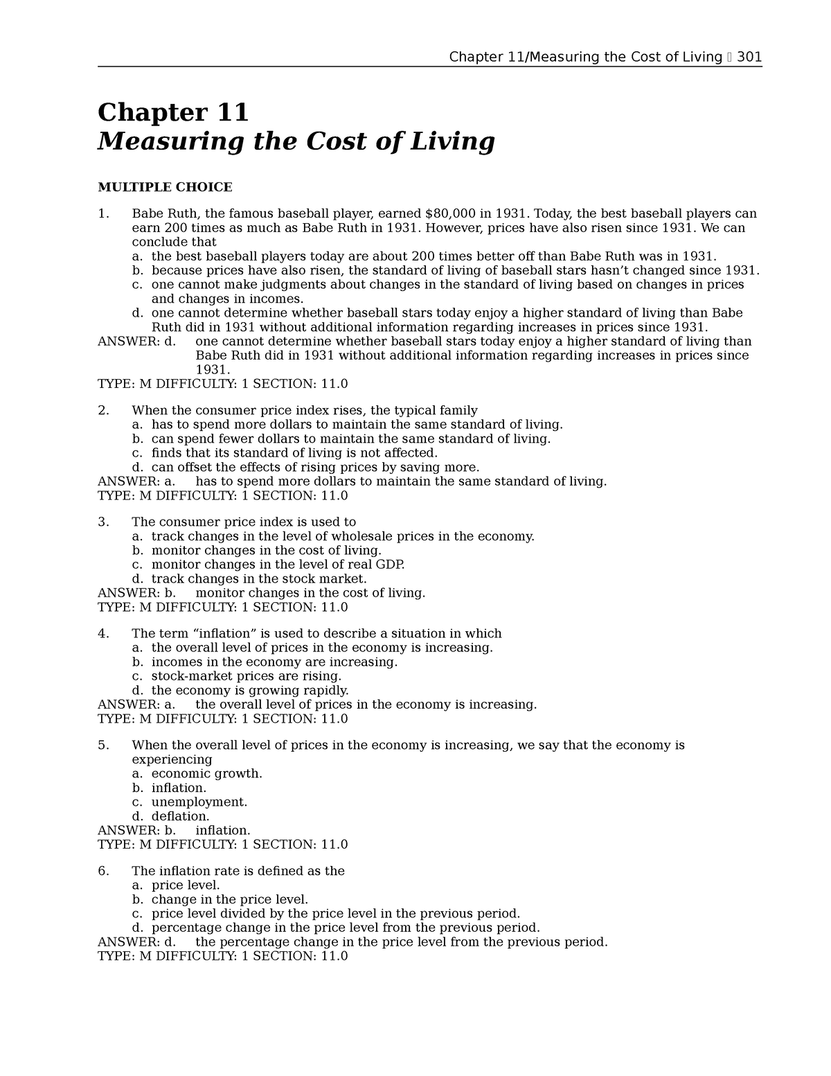 Chapter 11 - ... - Chapter 11/Measuring The Cost Of Living 301 Chapter ...