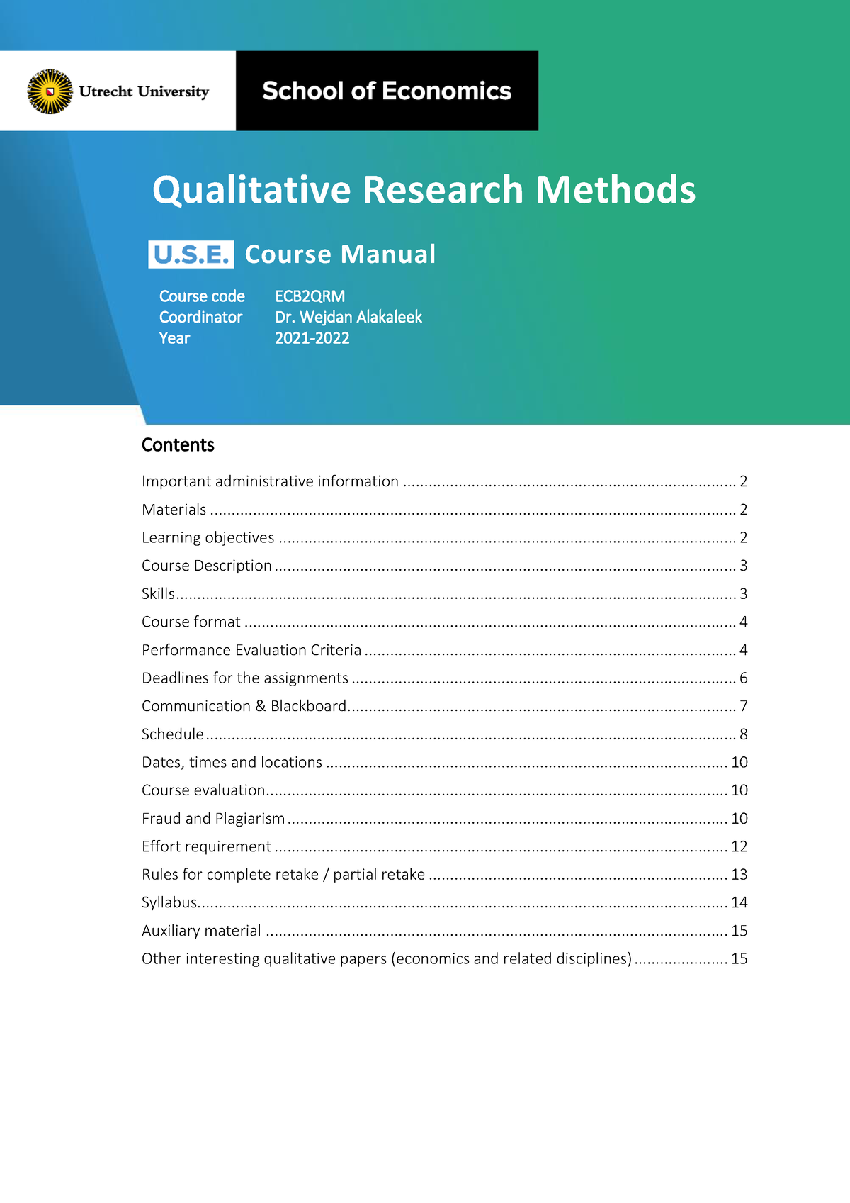 qualitative research methods course