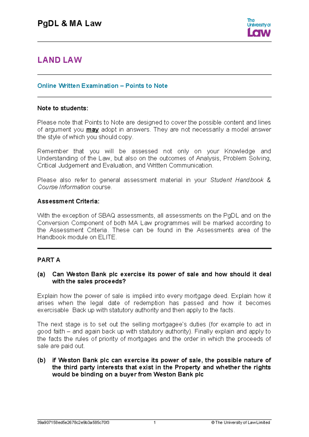 2324 pgdlma land ce01 past paper written exam ptns - LAND LAW Online ...