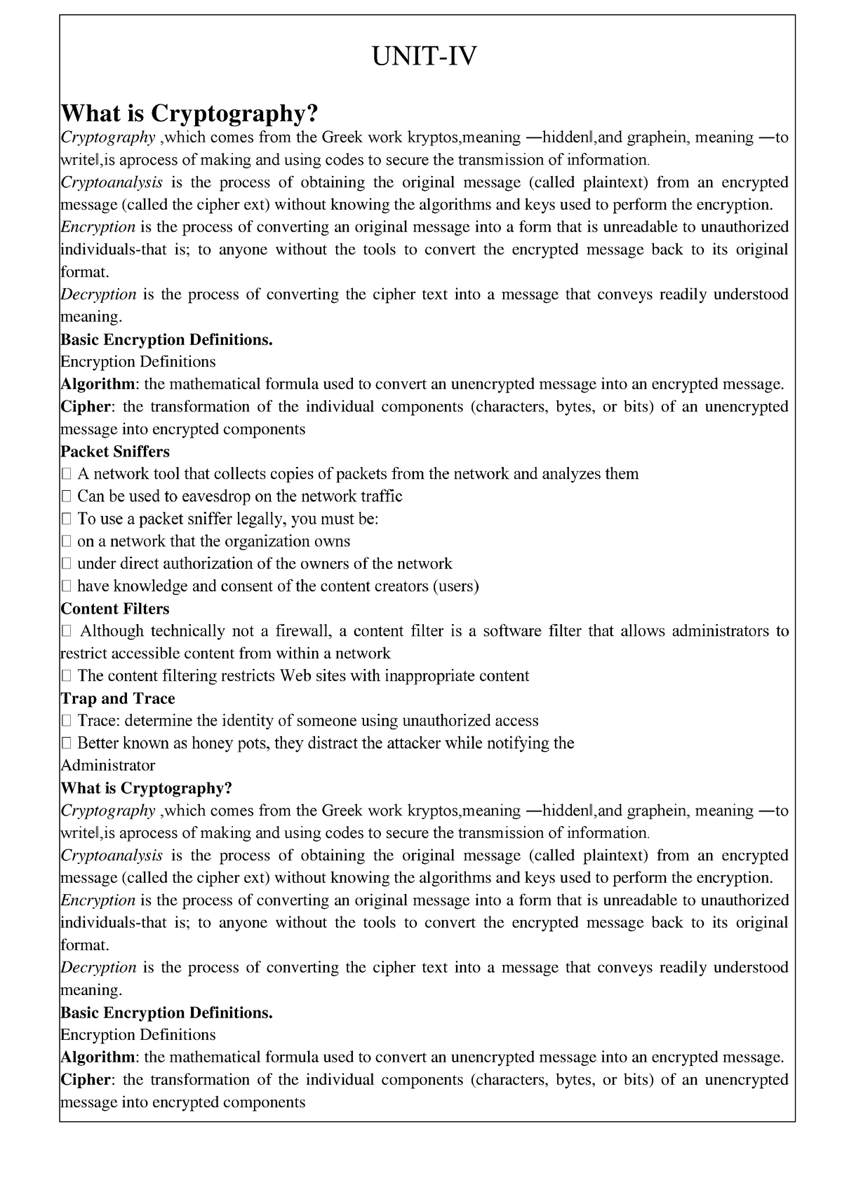 1.cryptography Notes - UNIT-IV What Is Cryptography? Cryptography ...