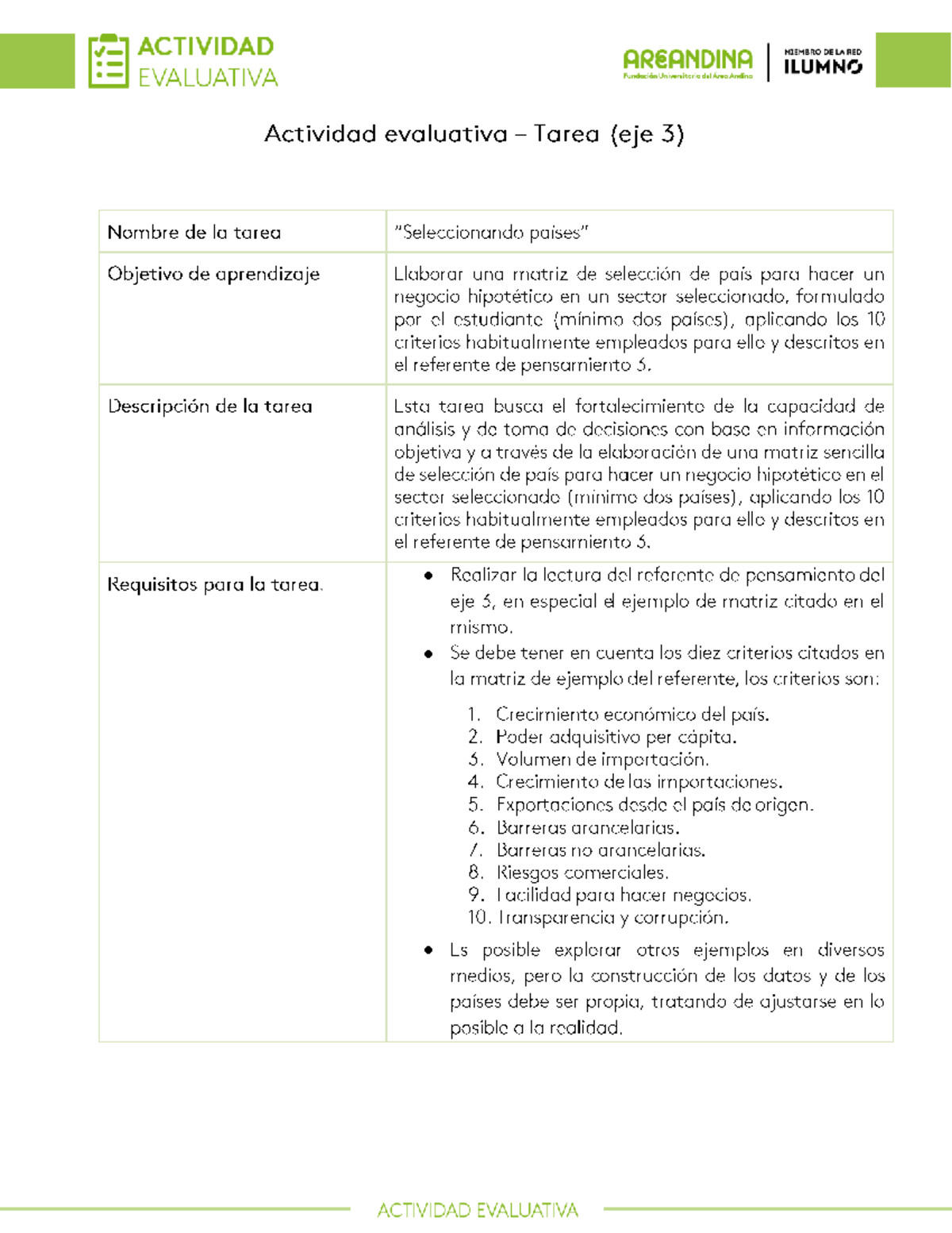 Actividad evaluativa Eje 3 de financiero - Finanzas II - Areandina ...