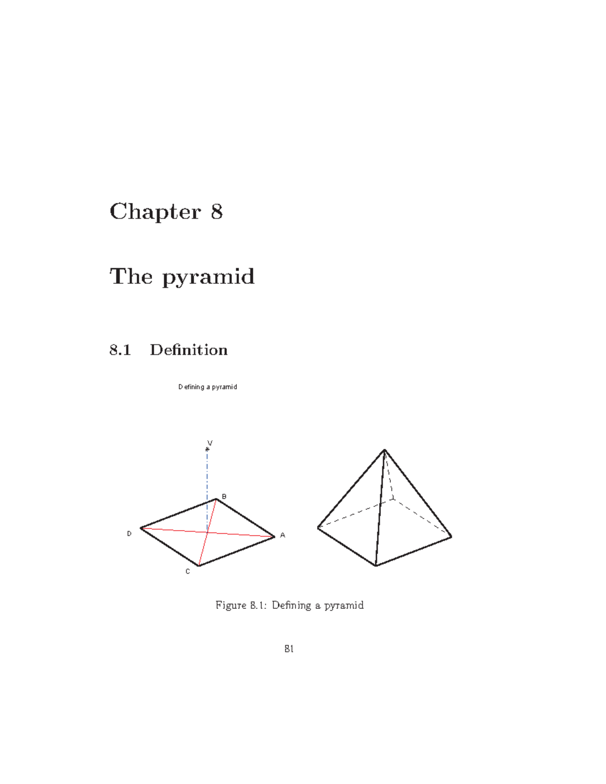 Descriptive notes p9 Chapter 8 The pyramid 8 Definition A B V