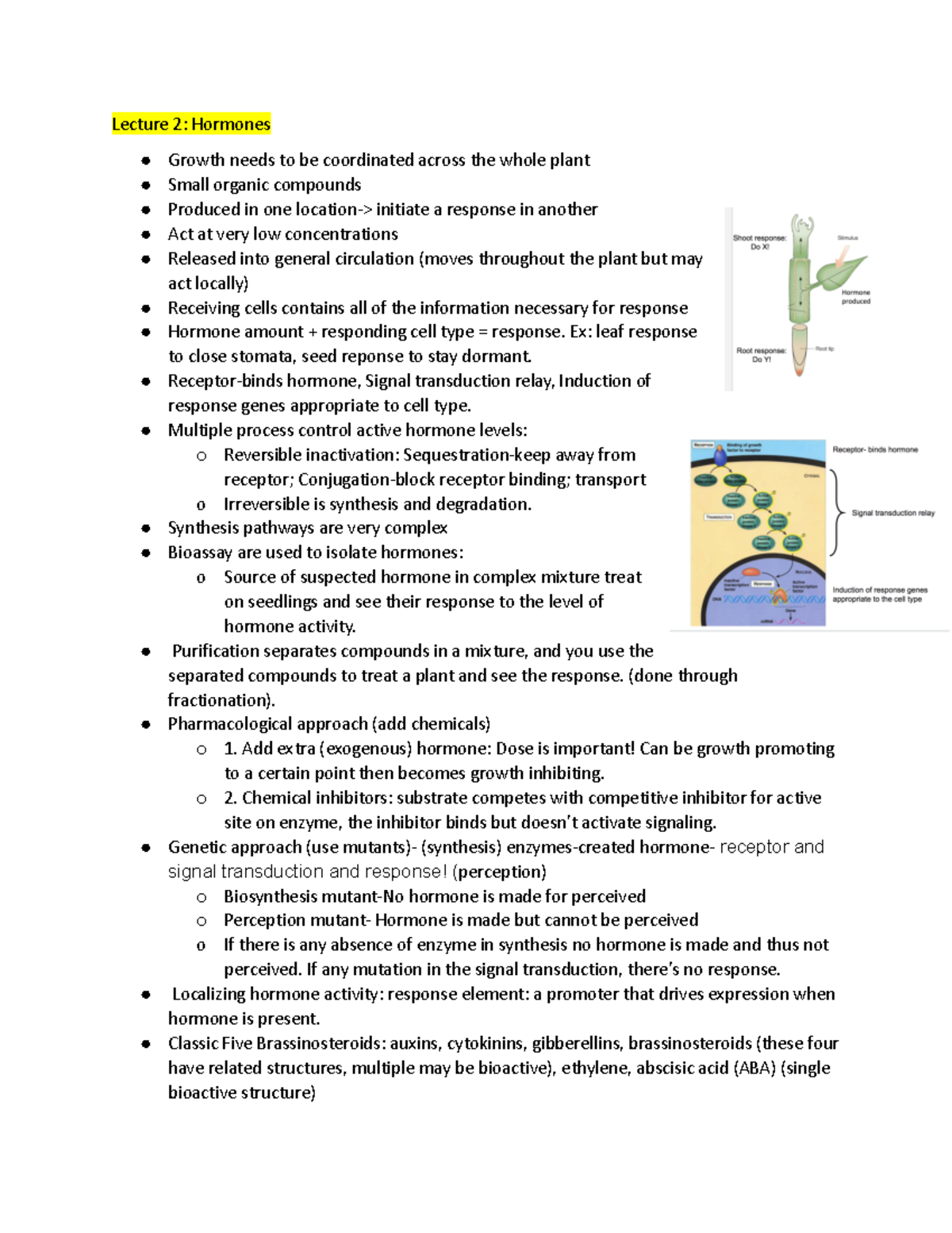 BIO 230 LECT 2 hormones - Lecture 2: Hormones Growth needs to be ...