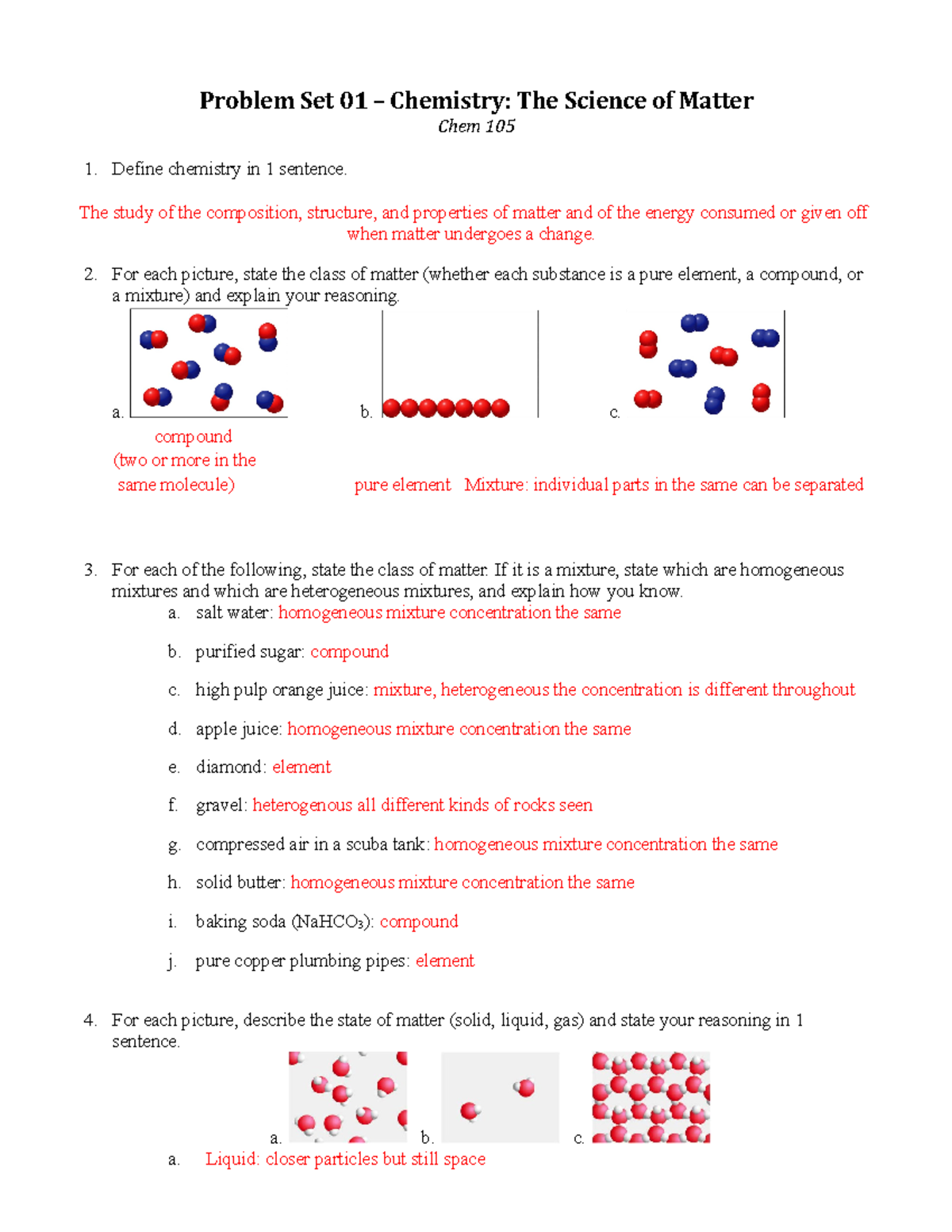 CHEM 105 Problem Set 1 - Problem Set 01 – Chemistry: The Science Of ...