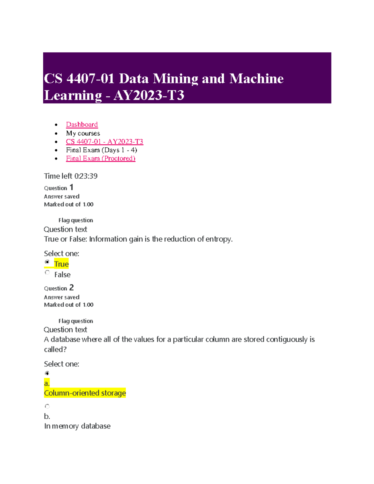 CS 4407 Data Mining And Machine Learning Final Exam (Proctored). The ...