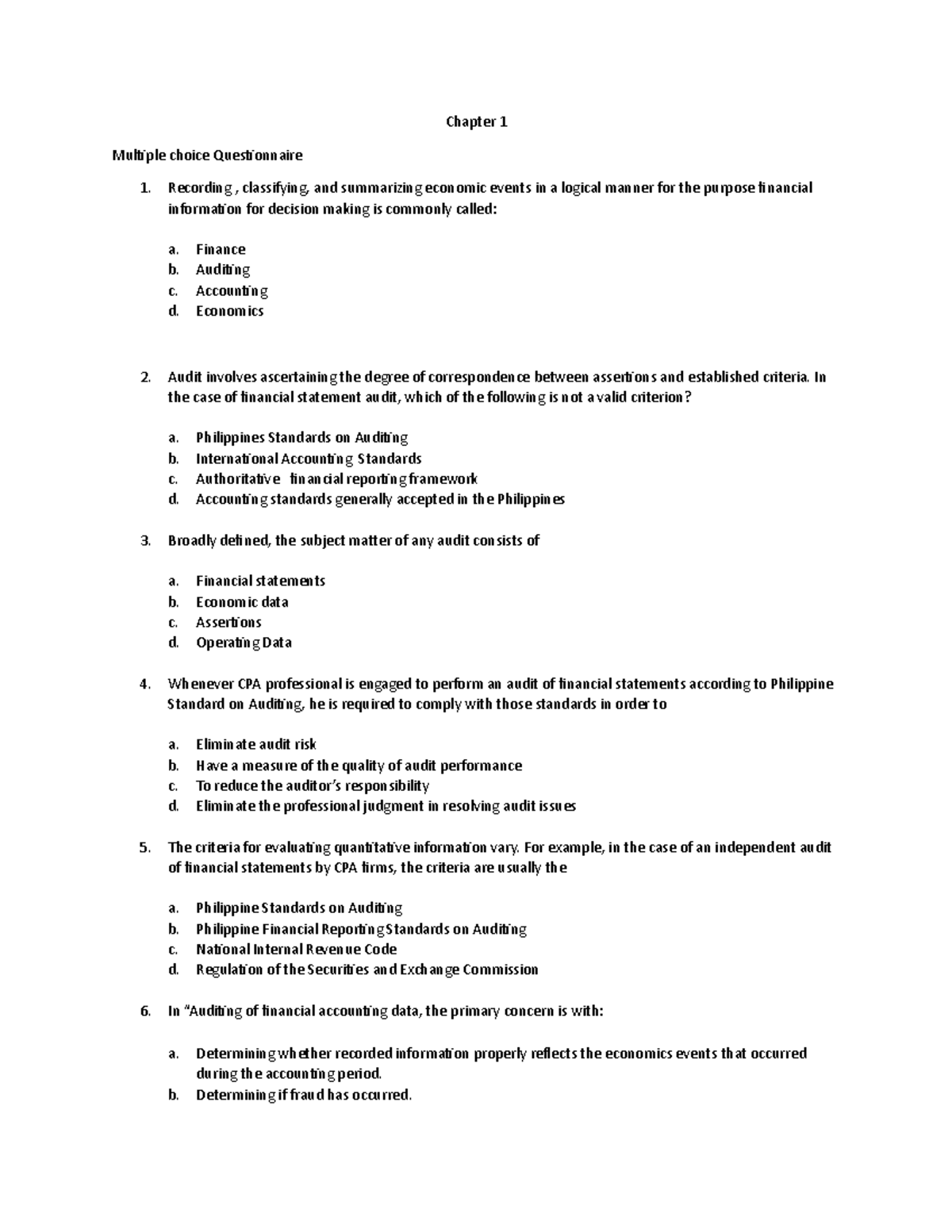 AT- Salosagcol- Chapter 1 - Chapter 1 Multiple choice Questionnaire ...