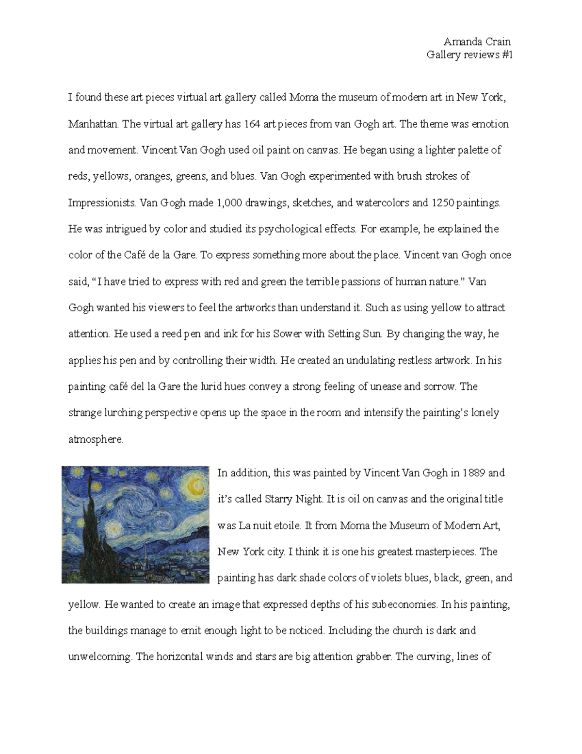 Gallery review ESSAY ABOUT ARTWORK Gallery reviews I found these