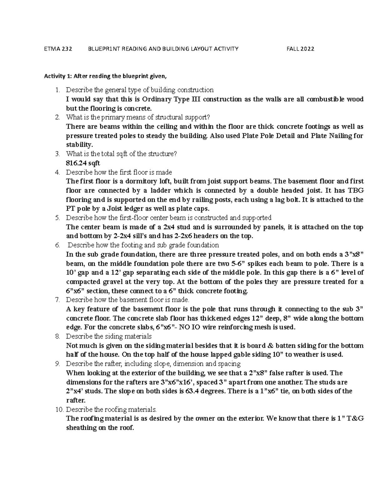 Lab building layout Assignment for the class ETMA 232 BLUEPR1NT