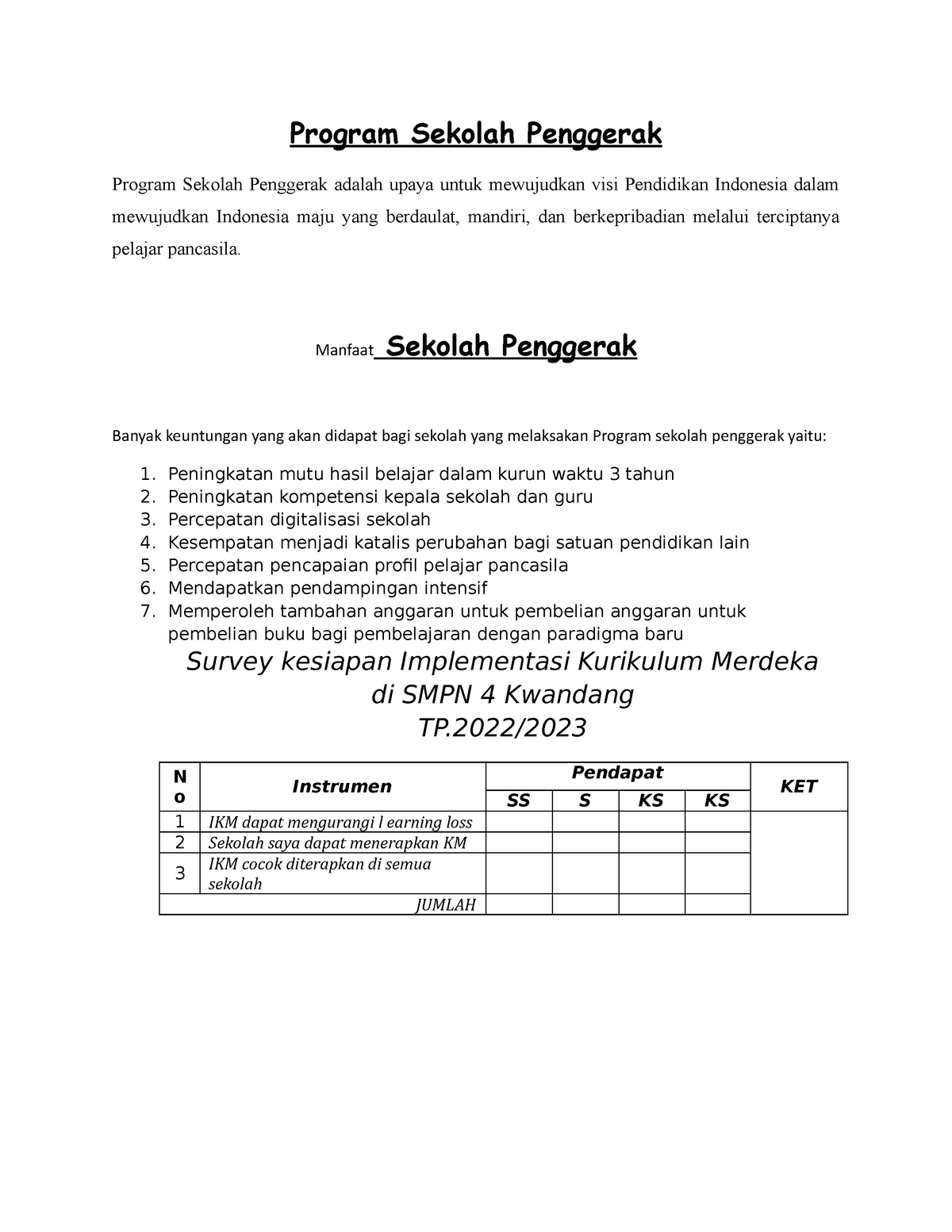 Program Sekolah Penggerak - Program Sekolah Penggerak Program Sekolah