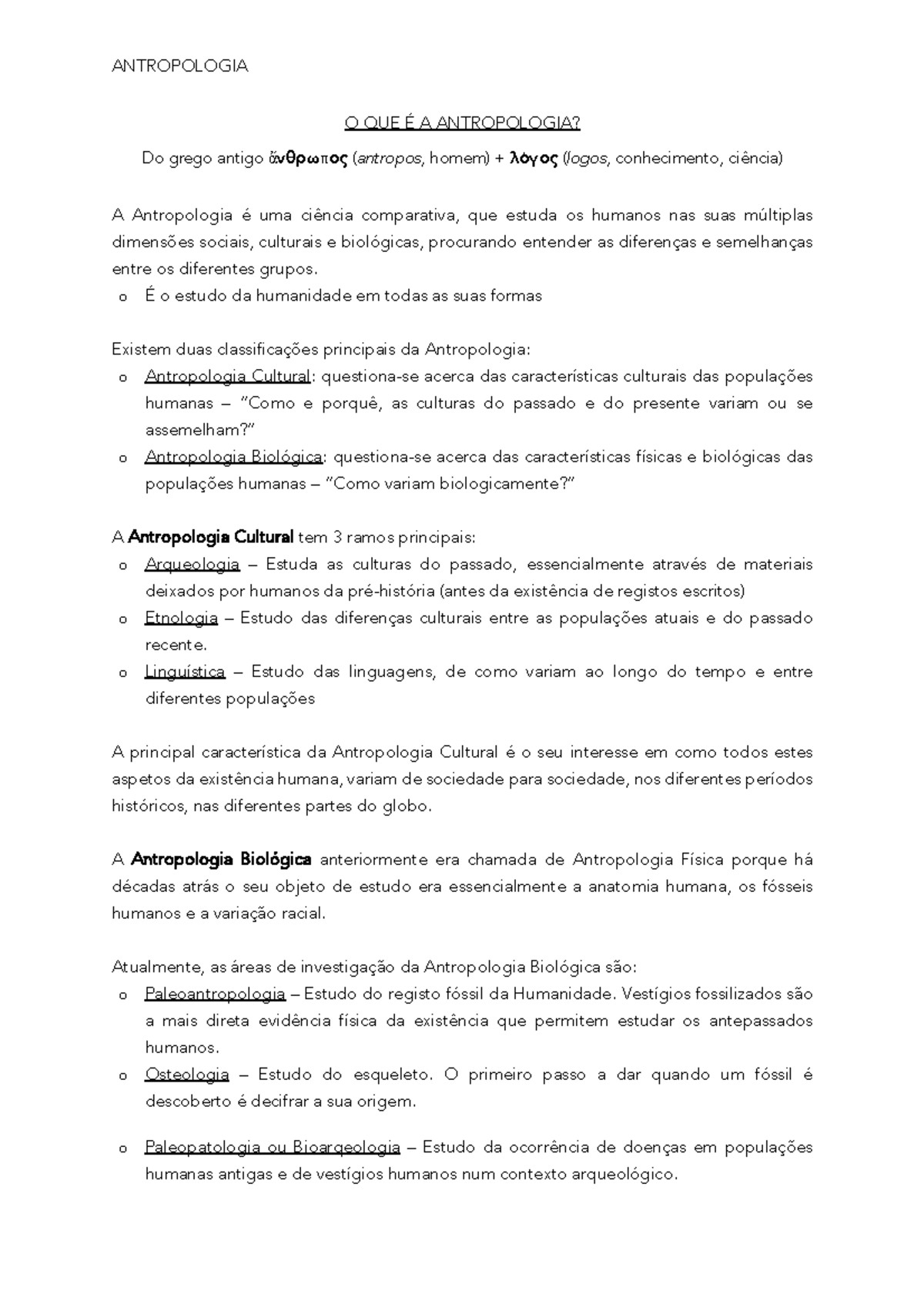 01 O QUE É A Antropologia - ANTROPOLOGIA O QUE É A ANTROPOLOGIA? Do ...
