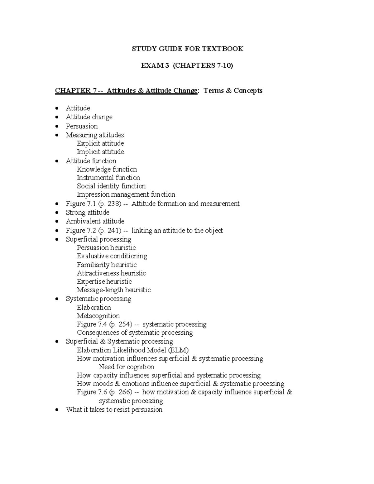 PSYC154 Exam 3 Guide - STUDY GUIDE FOR TEXTBOOK EXAM 3 (CHAPTERS 7-10 ...