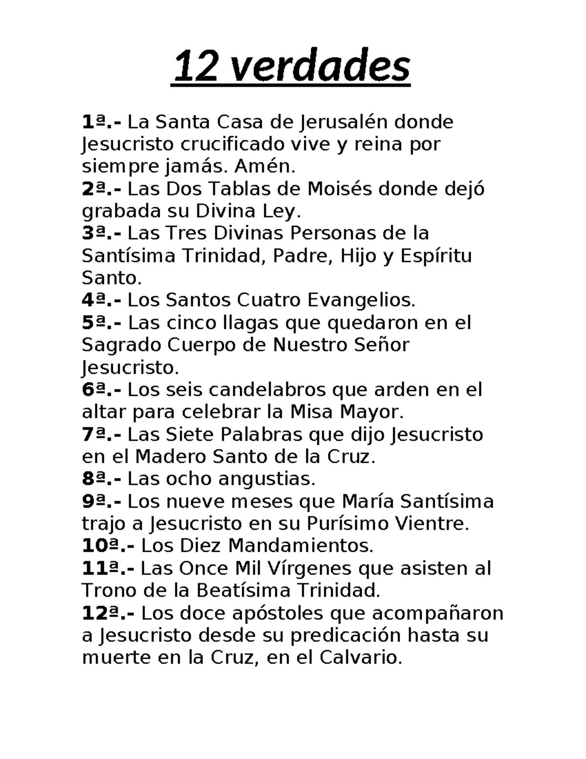 1ª - se explican varios conceptos en si - 12 verdades 1ª.- La Santa