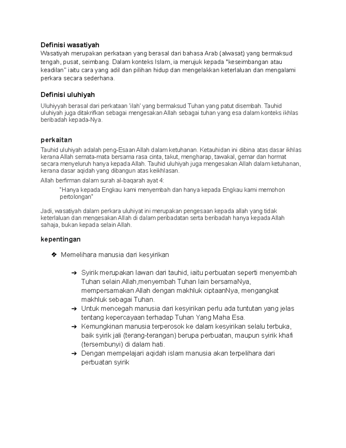 Wasatiyah dalam perkara uluhiyah Definisi wasatiyah Wasatiyah