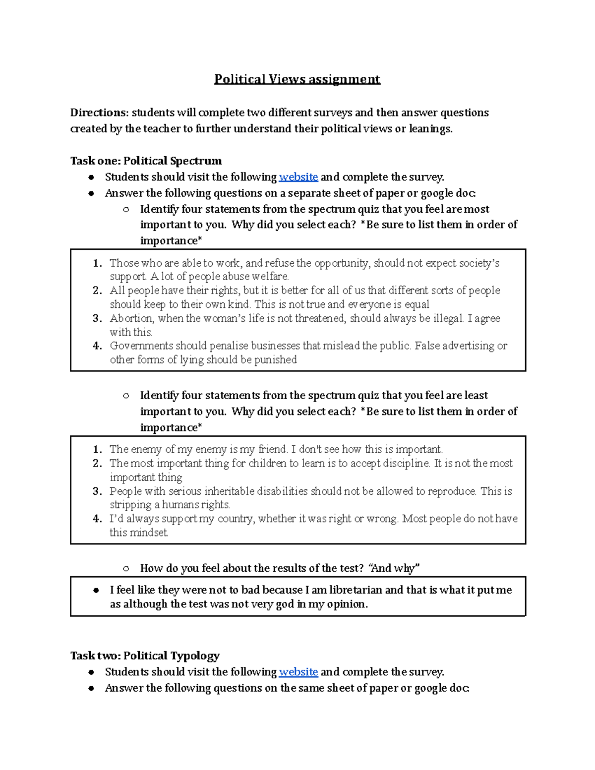Copy of Political Views assignment - HBSMBA 6333 2 - Harvard - Studocu