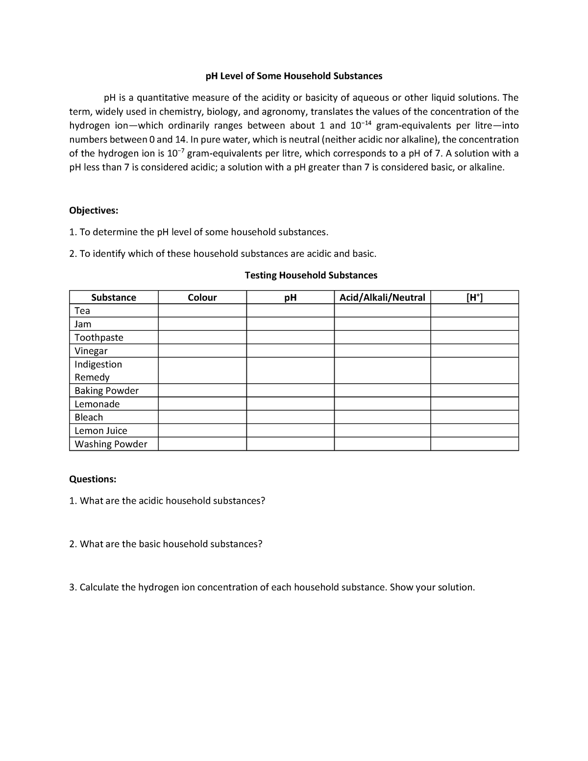 p-h-level-of-some-household-substances-ph-level-of-some-household