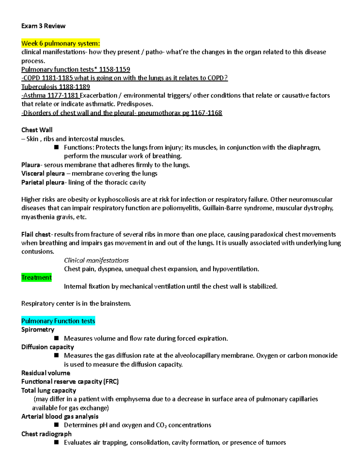 Patho Exam 3 Review - Covers Neuro, pain , CNS, Cardio, Pulm - Exam 3 ...