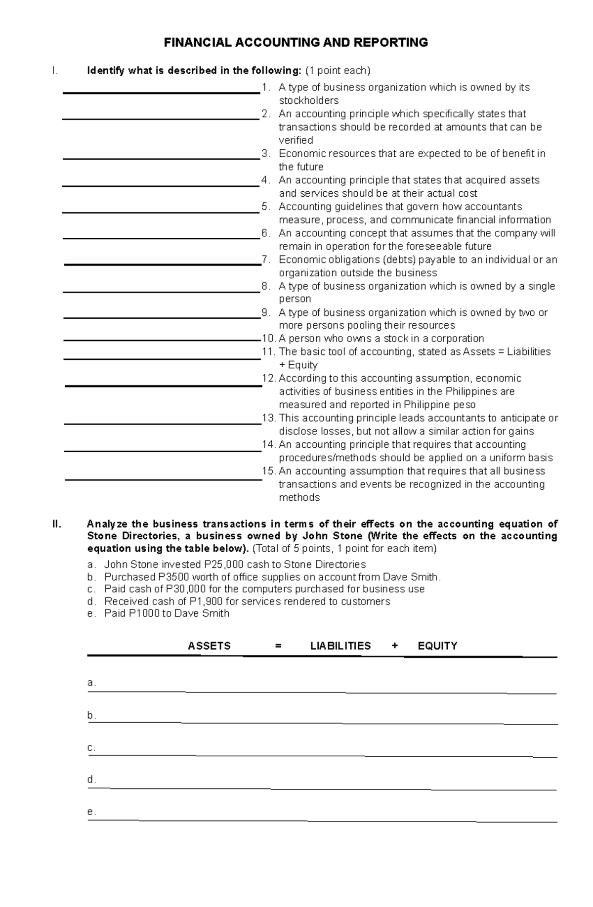 Quiz1 - overview of accounting - FINANCIAL ACCOUNTING AND REPORTING I ...